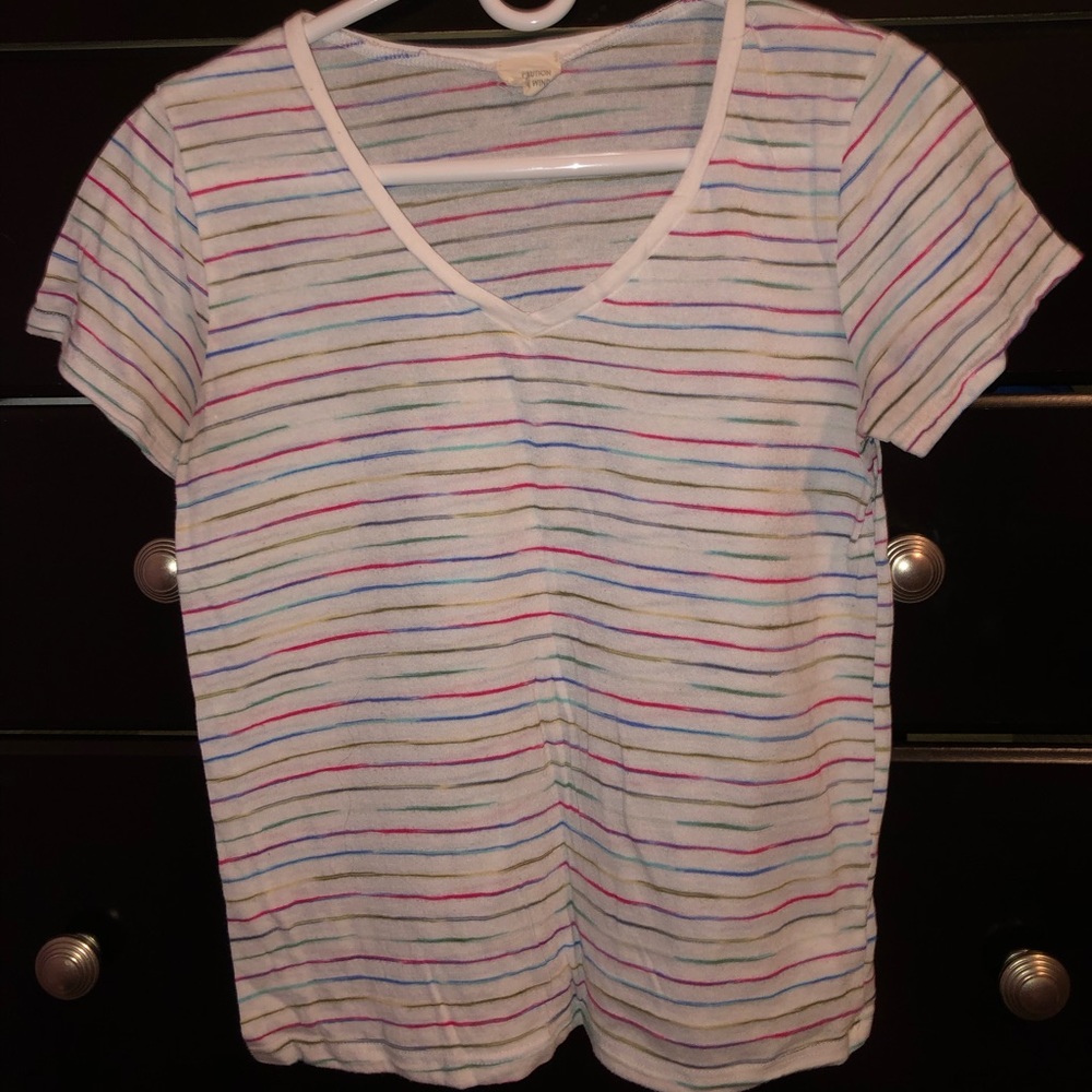 Colorful Striped V Neck Shirt